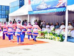 LANTAMAL III JAKARTA SAMBUT KEDATANGAN KAPAL PERANG INGGRIS HMS SPEY (P234)